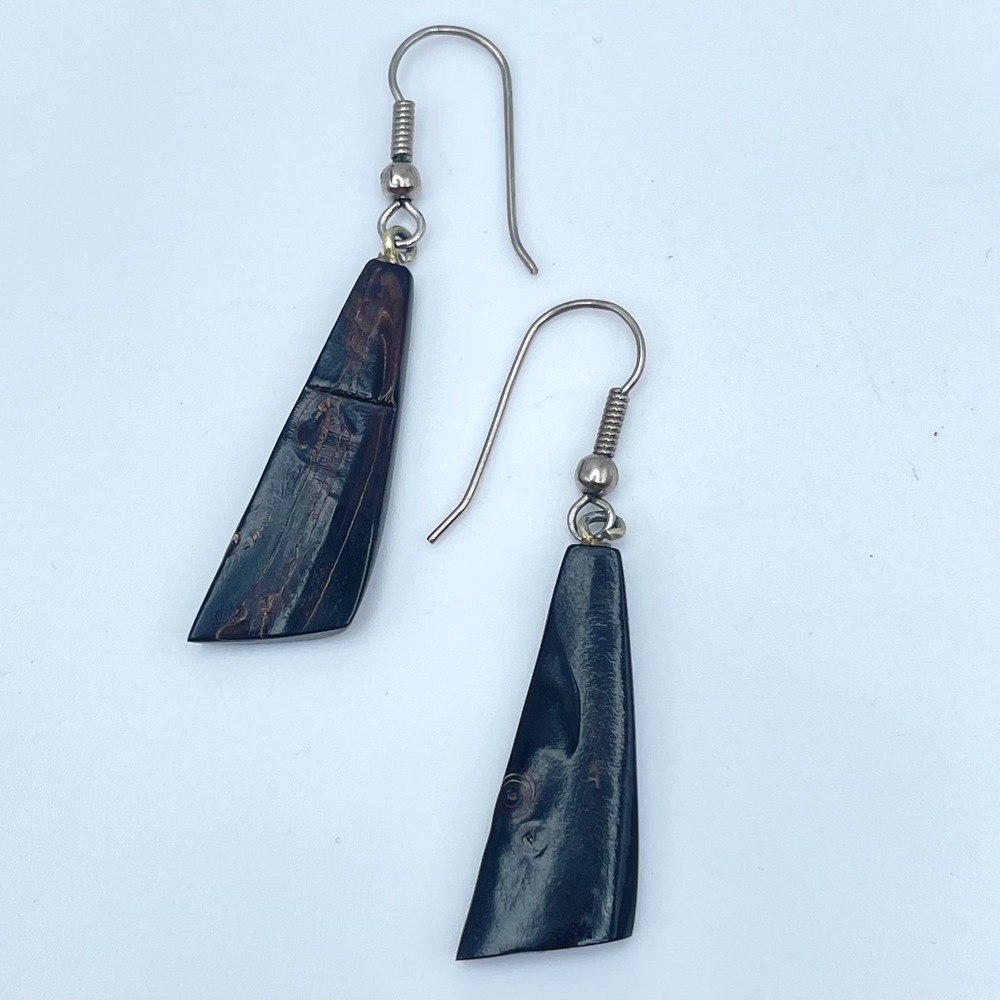 Vintage 90s Boho Wooden Dangle Earrings Minimalist Women's Classic Jewelry 90s
